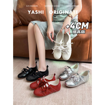 真皮~魔术贴系带芭蕾德训鞋2026新款浅口运动玛丽珍鞋休闲阿甘鞋