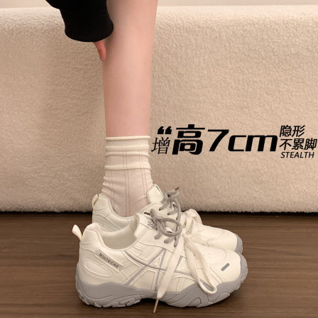 厚底内增高7cm老爹鞋女2026新款春季德训鞋休闲运动阿甘小白鞋子