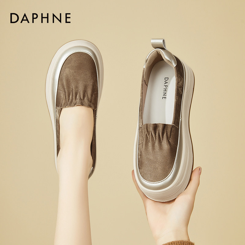 达芙妮厚底乐福鞋女款2026新款春季一脚蹬懒人鞋舒适百搭休闲板鞋主图