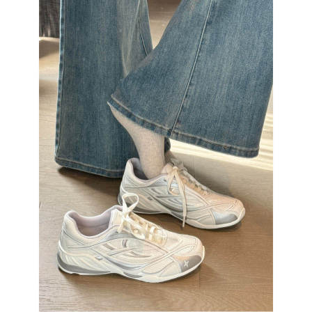 厚底芭蕾风德训鞋女2026新款春夏阿甘鞋网面透气小白鞋休闲运动鞋