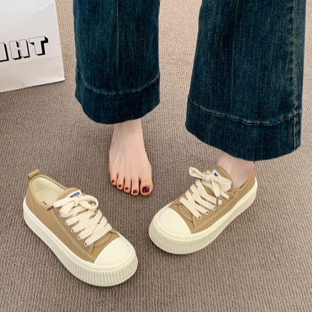 老北京布鞋女2026新款春夏女鞋百搭爆款板鞋增高厚底饼干帆布鞋子