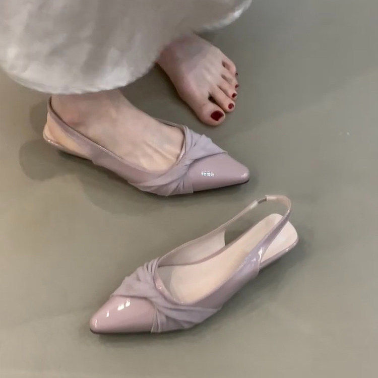 坡跟包头凉鞋女鞋子2026新款夏季法式绝美配裙子裸色后空尖头单鞋主图