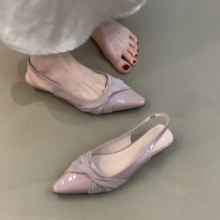 坡跟包头凉鞋女鞋子2026新款夏季法式绝美配裙子裸色后空尖头单鞋