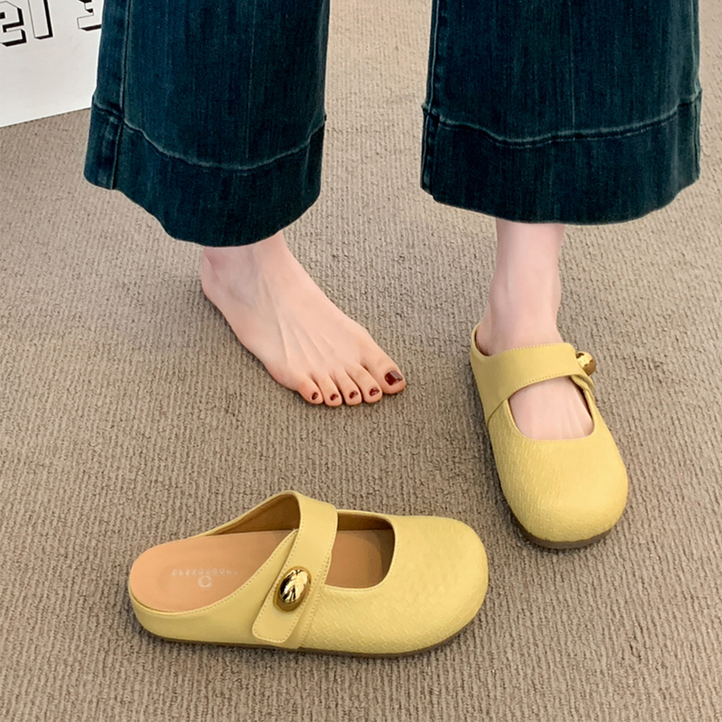 内增高勃肯鞋包头半拖鞋女2026新款春夏季外穿软底一脚蹬孕妇凉拖主图