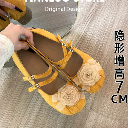 羊皮版~巨好看法式玛丽珍鞋女仙女风温柔芭蕾鞋配裙子内增高单鞋