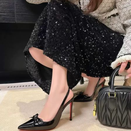 3.11小榴莲【跑单限购】羊皮垫蝴蝶结气质小众高跟鞋9008-1 H809