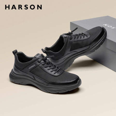 哈森新款男鞋夏季真皮运动皮鞋网面透气商务男士休闲鞋软底公务鞋