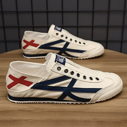 男鞋2026新款夏季透气薄款一脚蹬帆布鞋轻便休闲阿甘板鞋运动潮鞋