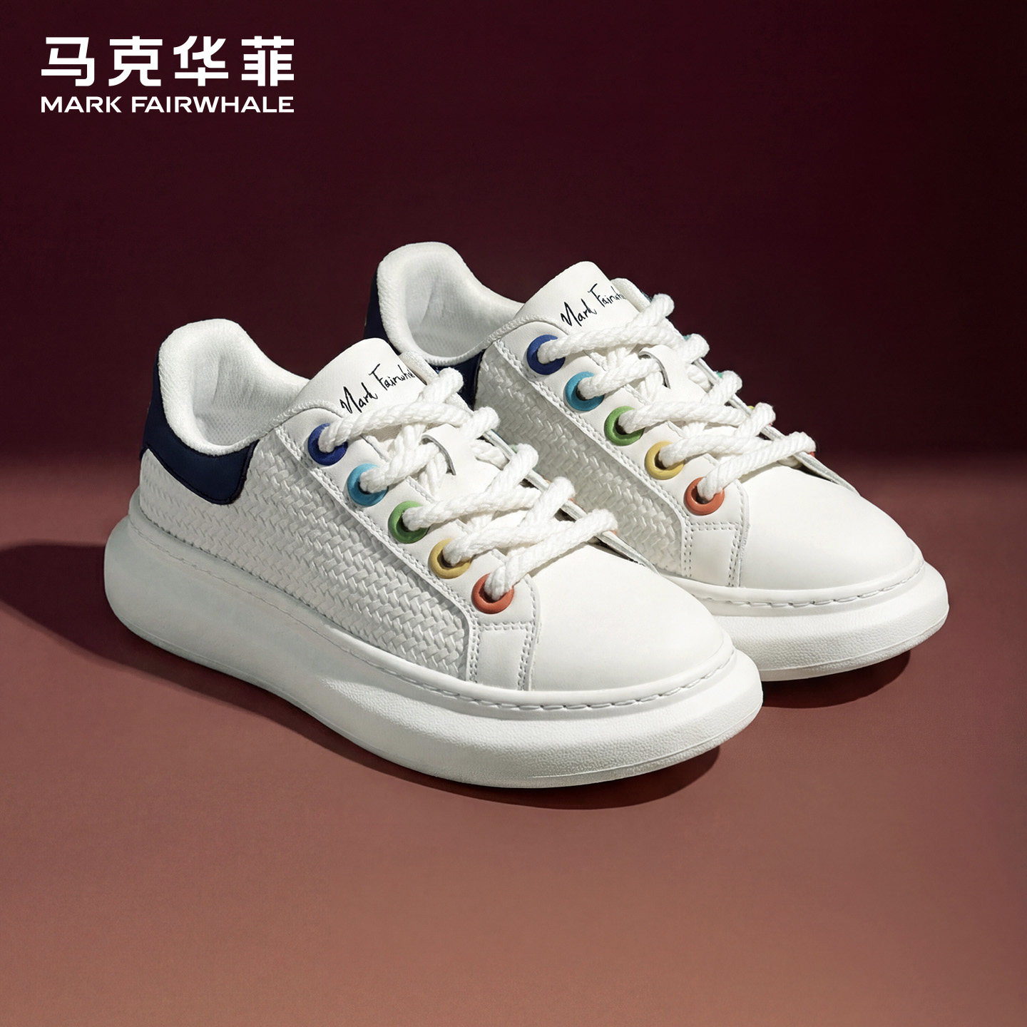 马克华菲男鞋2026新款夏季透气小白鞋子男士增高百搭休闲板鞋男款主图