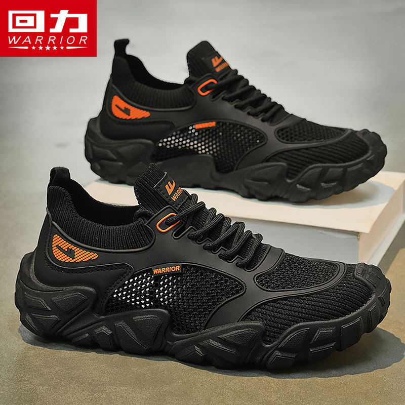 回力网面男鞋2026新款夏季透气软底跑步防臭开车休闲运动黑色网鞋主图