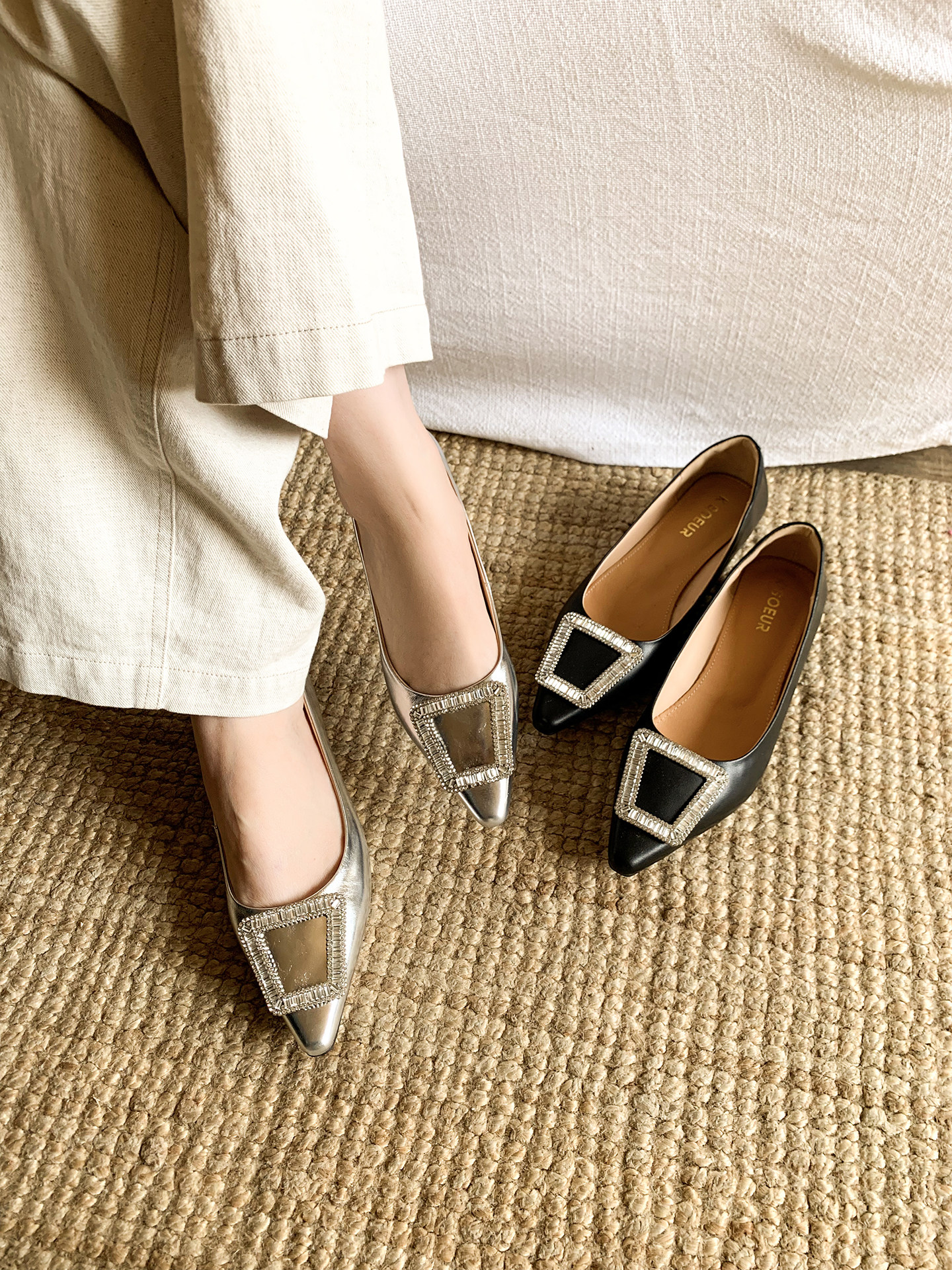 K姐 口碑经典钻扣单鞋 头层牛皮羊皮鞋垫气质百搭水钻扣鞋子女主图