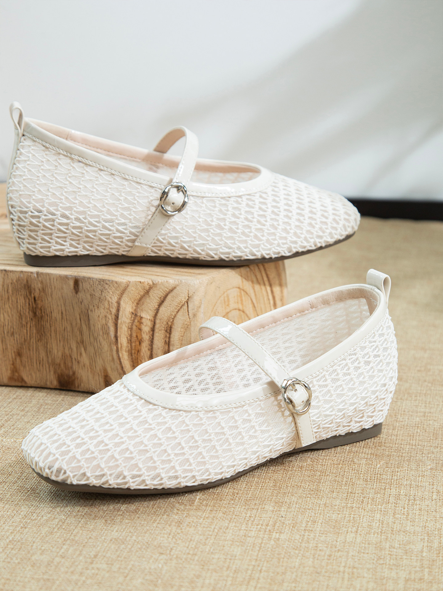 赵大喜|芭蕾玛丽珍鞋|编织镂空网格/羊纹超纤里 一字带 舒适百.搭主图