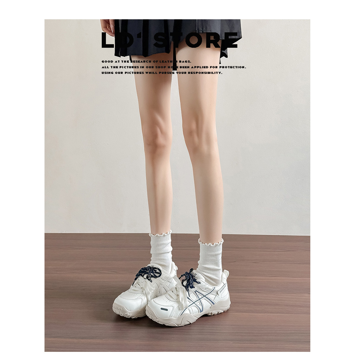 8cm内增高~真皮芭蕾风德训鞋女2026春新款厚底休闲运动复古阿甘鞋主图