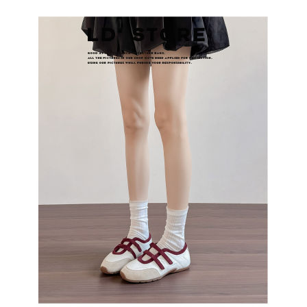 真皮~复古拼色魔术贴芭蕾玛丽珍鞋女2026春新款透气休闲运动单鞋