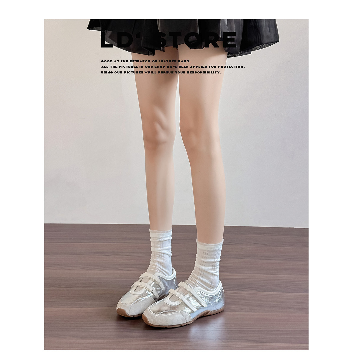 真皮~银色芭蕾玛丽珍鞋女2026春夏新款魔术贴运动休闲鞋浅口单鞋主图