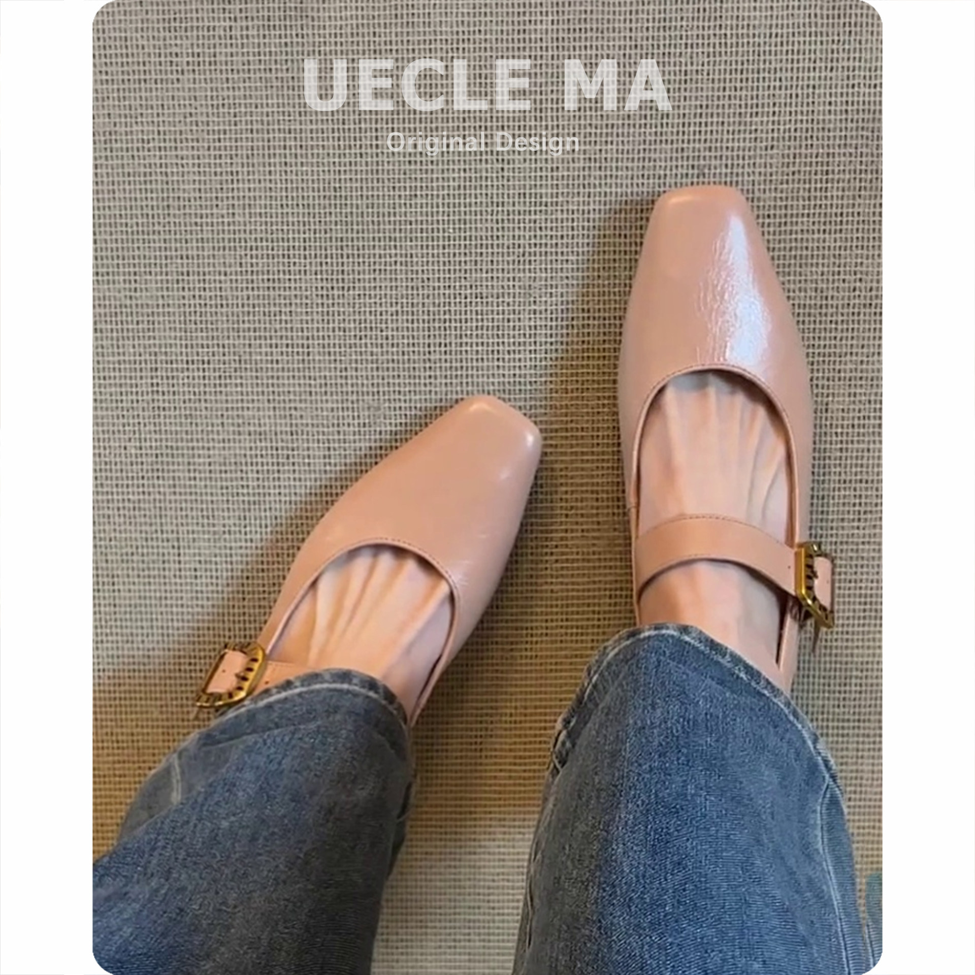 羊皮版~方头复古内增高玛丽珍女鞋一字带绝美不累脚浅口法式单鞋主图