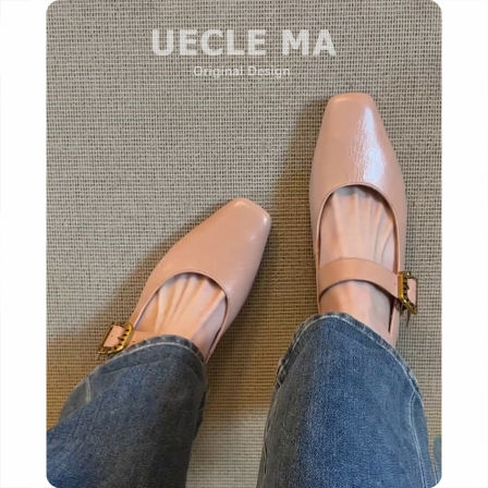 羊皮版~方头复古内增高玛丽珍女鞋一字带绝美不累脚浅口法式单鞋