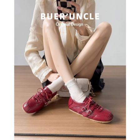 真皮~内增高芭蕾德训鞋女2026款方头系带运动鞋玛丽珍阿甘休闲鞋