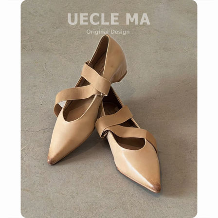 超软小羊皮~内增高复古玛丽珍女鞋气质工作鞋子绝美法式尖头单鞋