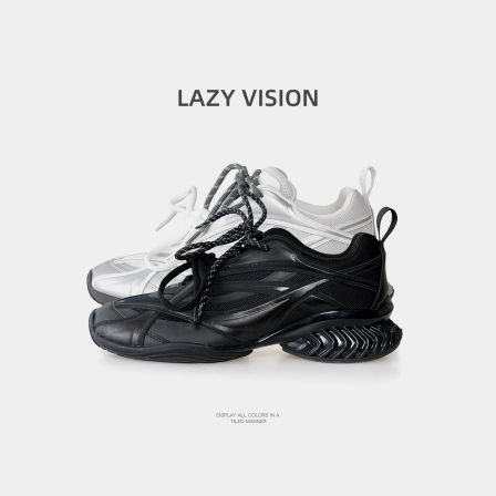 LAZYVISION机能风进口网纱内羊皮双系带透气增高运动老爹鞋35972