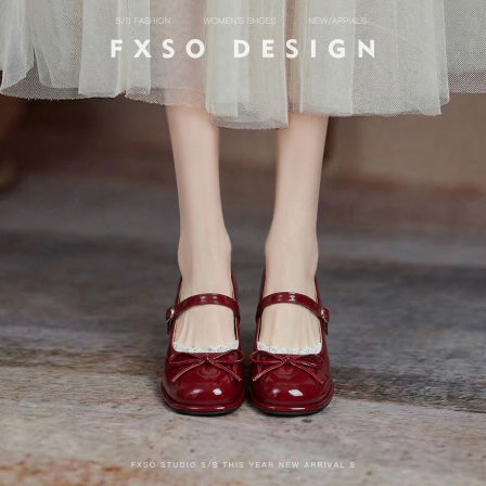 羊皮【方巷大叔】2026春季新款玛丽珍鞋蕾丝一字扣甜美风单鞋女款