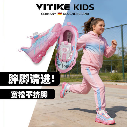 儿童运动鞋4e宽楦童鞋2026夏季防滑耐磨跑步鞋旋转扣女大童宽脚鞋