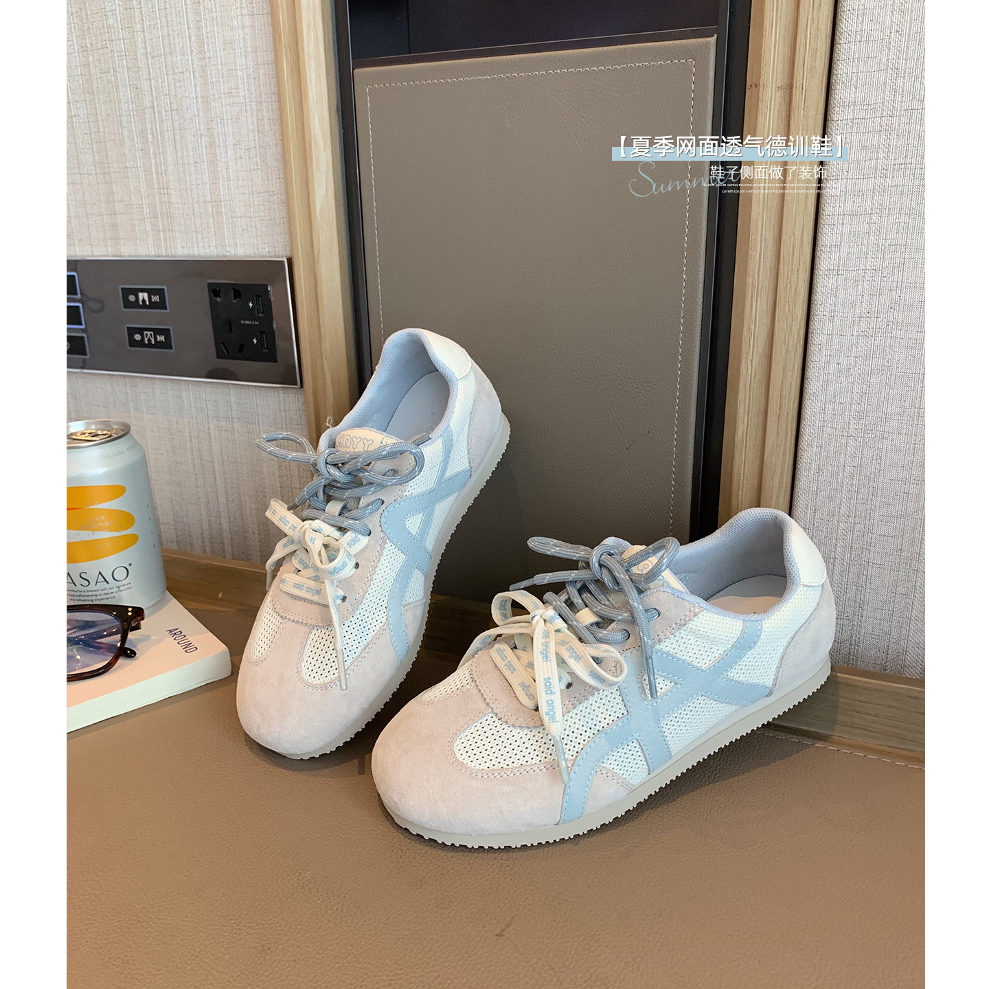 女大童网面德训鞋2026夏季新款青少年圆头平底百搭休闲鞋学生板鞋主图