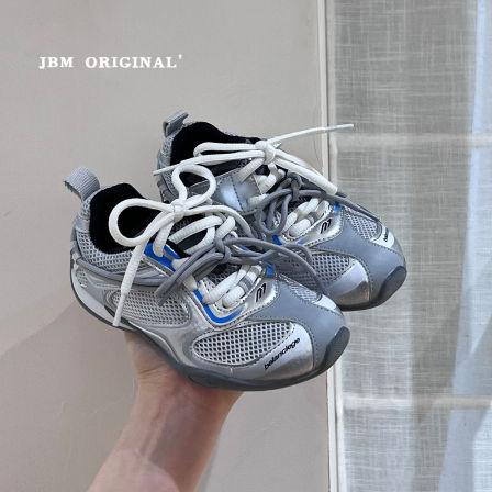 JBM 春夏儿童复古拼色网面运动鞋2026新款男女童机能薄底德训鞋