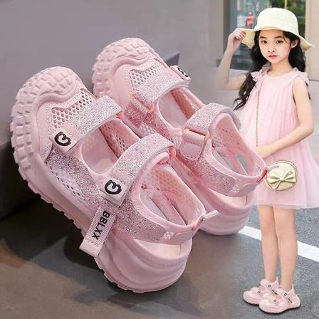官网C&K女童凉鞋2026夏季儿童公主鞋软底女孩镂空单网鞋透气运动