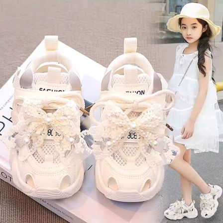 官网C&K女童公主凉鞋2026新款夏季镂空运动儿童鞋子女孩网鞋小白