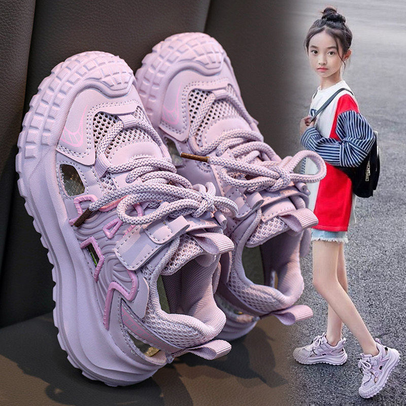 官网C&K女童鞋2026新款夏季儿童防滑运动凉鞋夏款女孩透气单网鞋主图