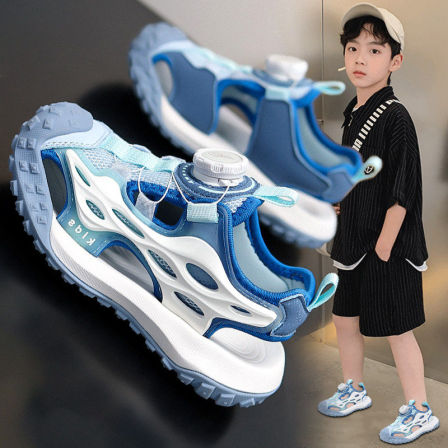 李宇新男童大童凉鞋包头夏季2026新款儿童透气沙滩鞋男孩运动学生