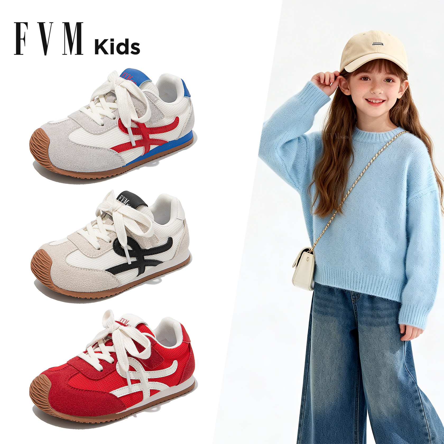 女童鞋子儿童德训运动鞋2026新款春季早春款网面透气阿甘网鞋爆款主图