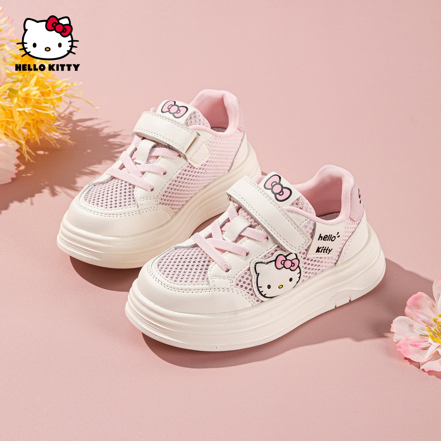 hellokitty童鞋女童运动网鞋春夏季网面透气户外厚底休闲儿童板鞋主图