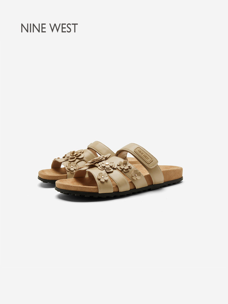 Nine West/玖熙花朵装饰勃肯鞋女夏外穿软木底一脚蹬舒适百搭凉鞋主图