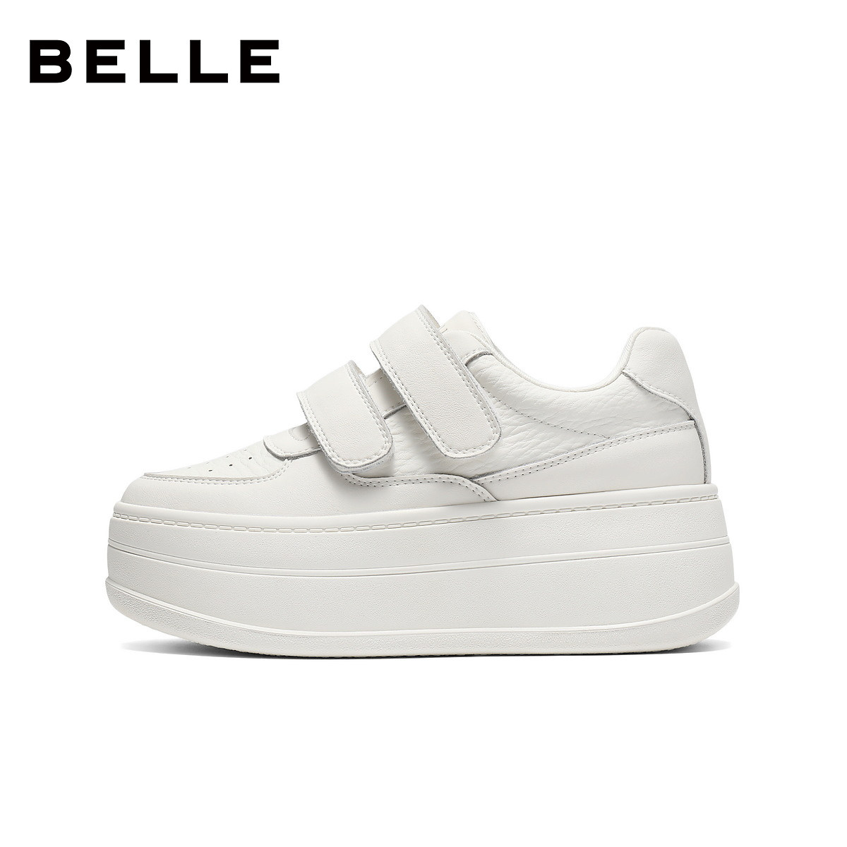 【直播】百丽简约魔术贴小白鞋2026春新厚底增高百搭休闲板鞋主图