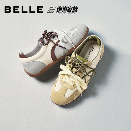 百丽薄底复古赛车德训鞋女鞋2026春季新款运动休闲鞋