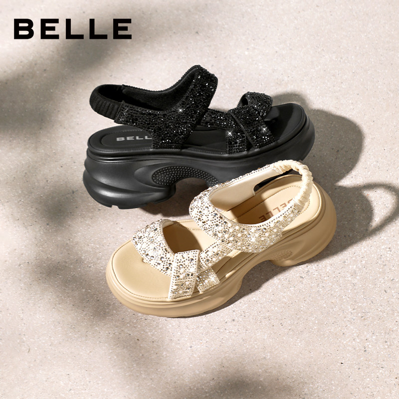 【直播】百丽繁星厚底增高运动凉鞋26夏季新款透气休闲沙滩鞋主图