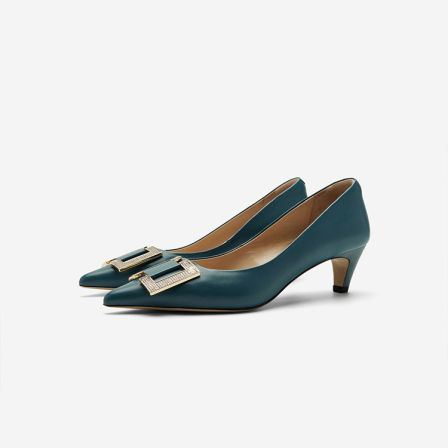 Nine West/玖熙2026春季新款女尖头浅口单鞋钻扣小猫跟高跟鞋女鞋