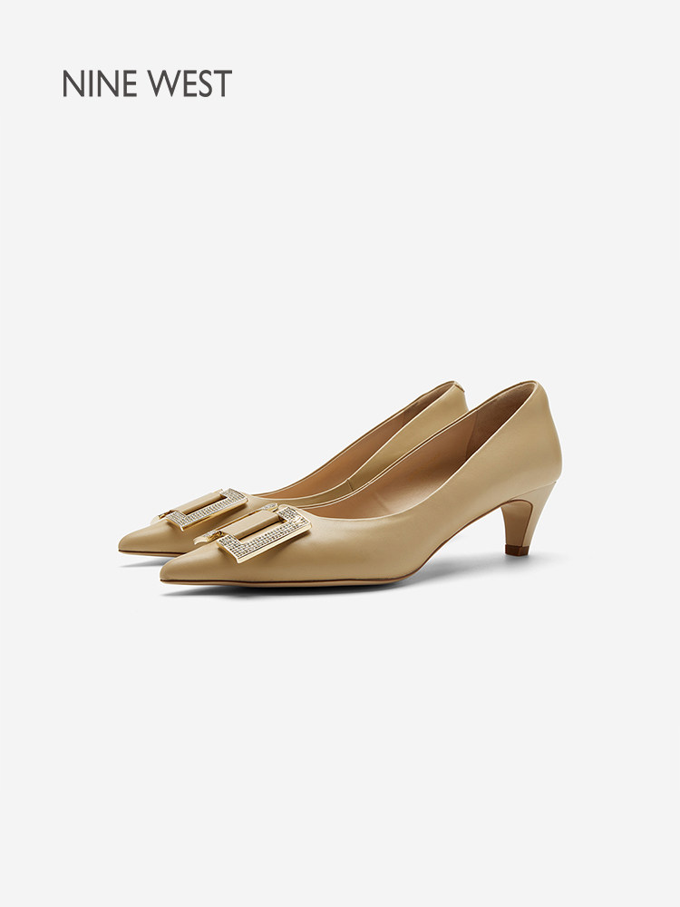 Nine West/玖熙2026春季新款女士尖头浅口单鞋钻扣猫跟通勤高跟鞋主图