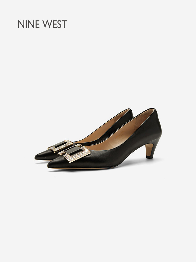 Nine West/玖熙尖头浅口单鞋女钻扣时尚简约猫跟职业鞋通勤女鞋主图