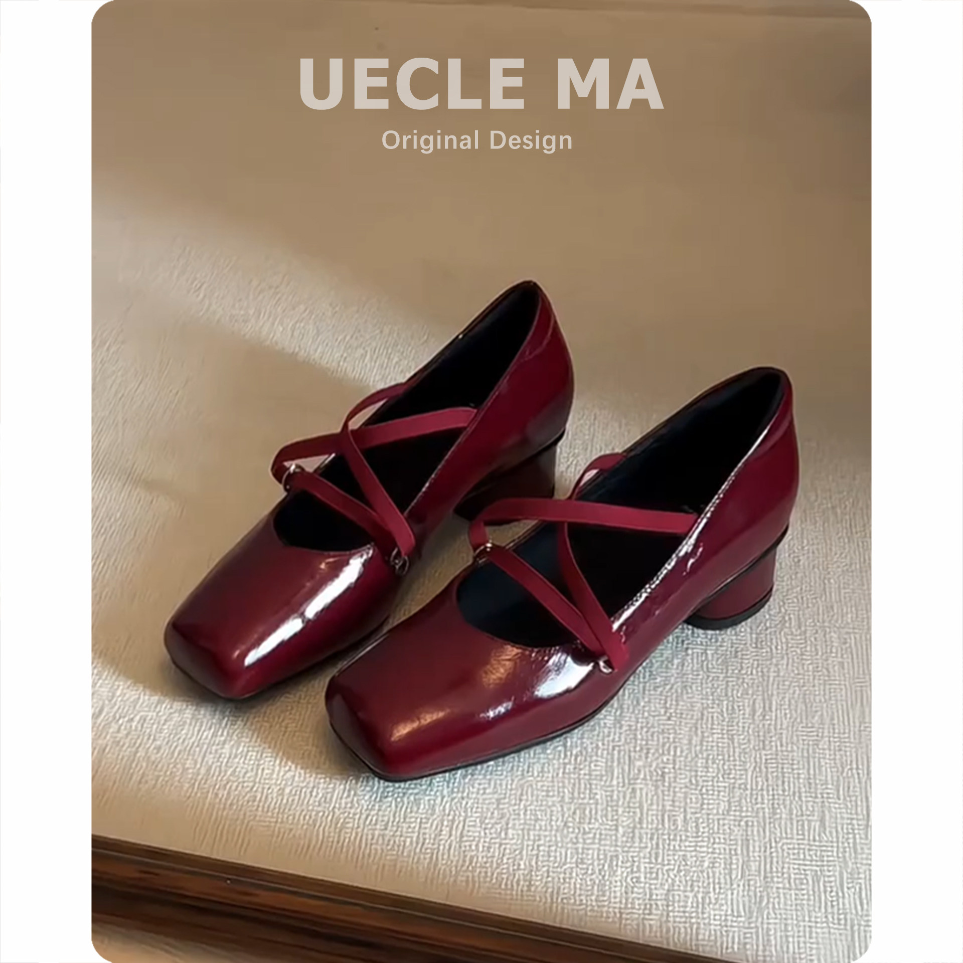 超软小羊皮~真皮法式芭蕾鞋女软底绝美红色玛丽珍鞋方头气质单鞋主图