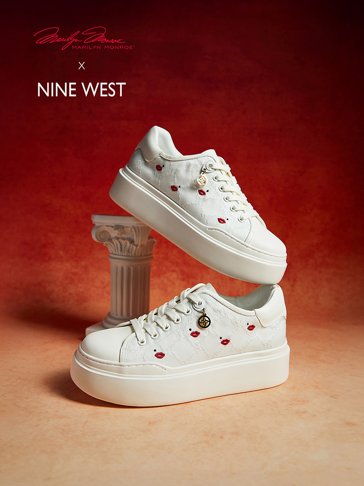 【梦露联名】Nine West/玖熙春季新款厚底小白鞋女休闲鞋增高板鞋主图