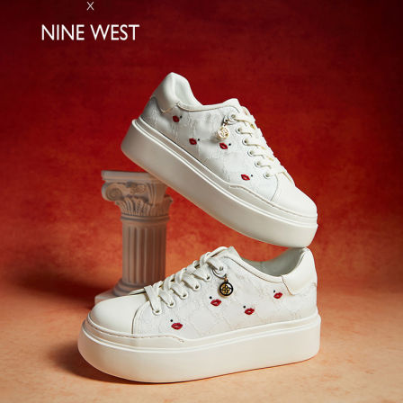 【梦露联名】Nine West/玖熙春季新款厚底小白鞋女休闲鞋增高板鞋