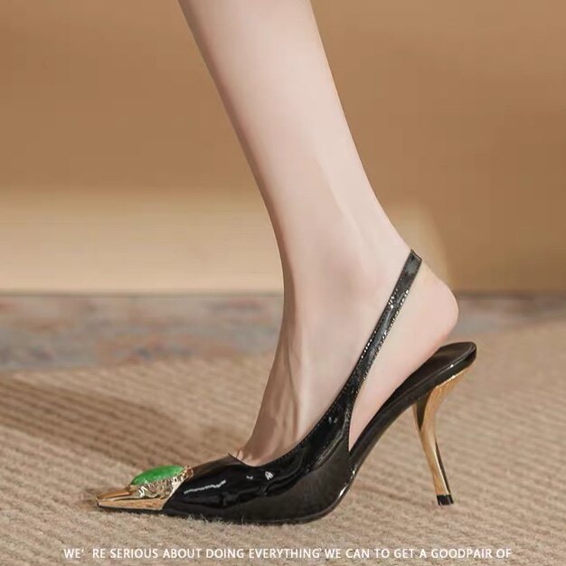 3.25小榴莲【跑单限购】跟8cm宝石百搭气质高跟鞋H8337-17 H809主图