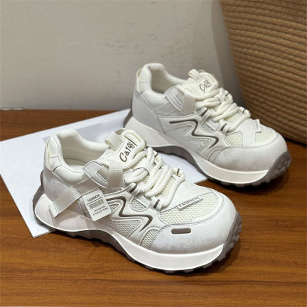 欧洲站厚底老爹鞋女2026新款春季爆款休闲运动德训女鞋小白阿甘鞋