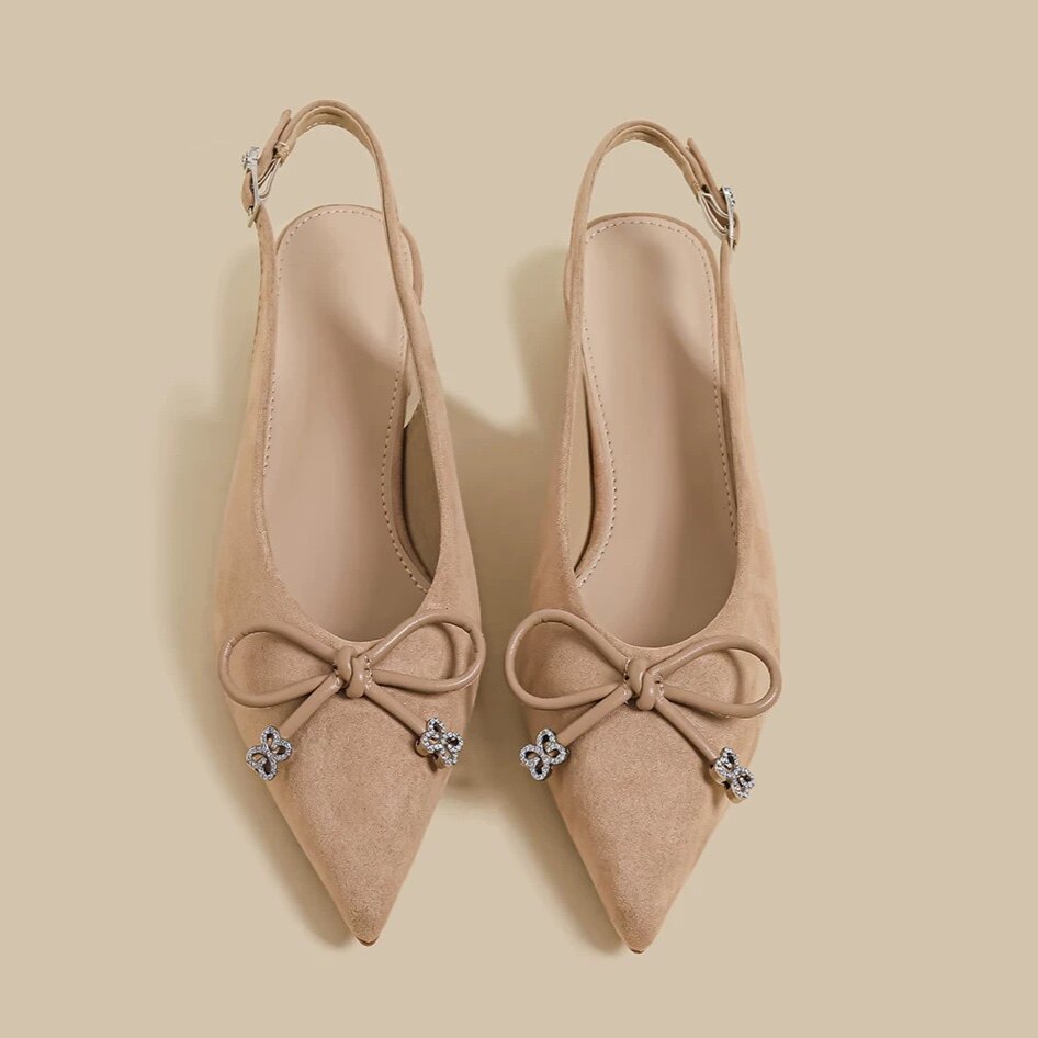 3.26小榴莲【跑单限购】跟3cm蝴蝶结尖头单鞋H3353-1 H809主图