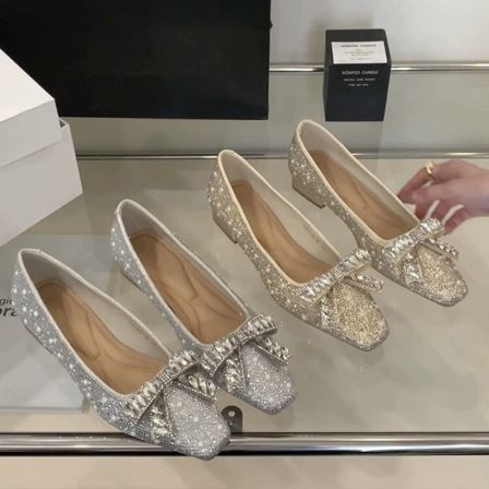 3.25小榴莲【跑单限购】跟3cm法式蝴蝶结水钻单鞋H8569-19 H809