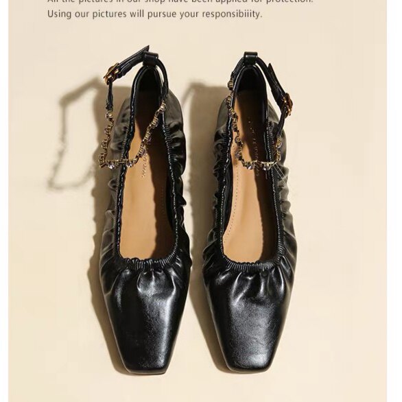 3.28小榴莲【跑单限购】法式褶皱单鞋H967-6 H809主图