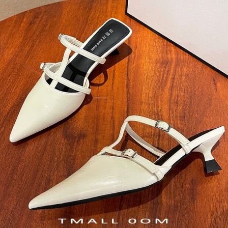 3.27小榴莲【跑单限购】跟4cm时尚尖头高跟拖鞋H113-1 H809